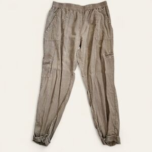 ASTARS‎ Women's Cargo Pants Tencel Elastic Waist Gray Size M